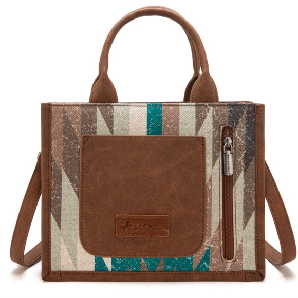 Montana West Southwestern Fringe Concealed Carry Tote Set, Teal - Picture 4 of 8